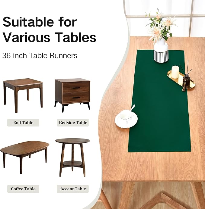 Farmhouse Green Table Runner Small Short Table Runners 36 Inches Coffee Table - Image 5