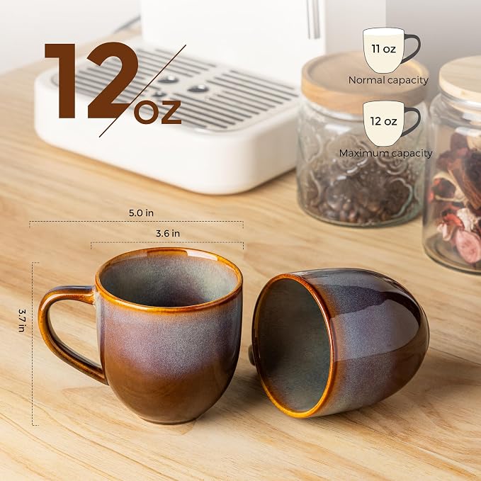 theterra Ceramic Coffee Mugs Set of 6, 12 oz Coffee Cups - Image 2