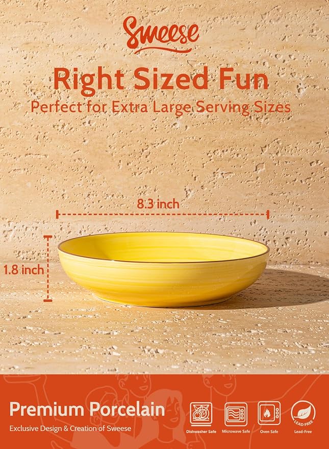 Sweese 6-Pack Ceramic Pasta Bowls, High-Grade Durable Professional Quality - Image 2