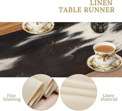 Cow Skin Print Table Runner, Rustic Country Farmhouse Animal Fur Skin Western - Image 5