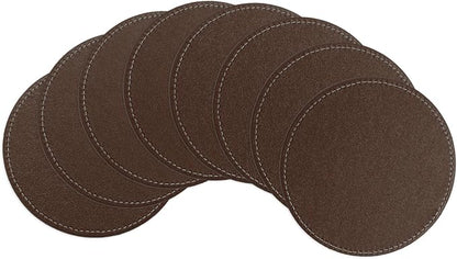 uxcell Round Drink Coasters Set of 8 White Stitched Dual Sided Non-Slip by uxcell