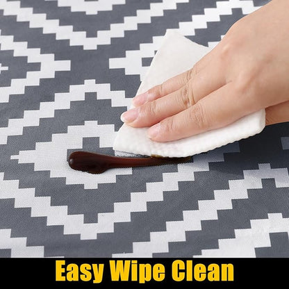 Smiry Rectangle Table Cloth Cover, Waterproof Elastic Fitted Picnic Tablecloth for 6 Foot Tables, Wipeable Flannel Backed Vinyl Tablecloths for Camping, Dining, Outdoor (Grey, 30" x 72")