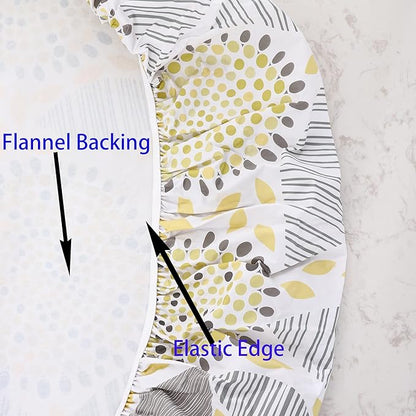 Walrus Round Vinyl Fitted Tablecloth with Flannel Backing Elastic Edge Design Table Cover Waterproof Oil-Proof PVC Table Cloth Stain-Resistant Best for 37"-44" Round