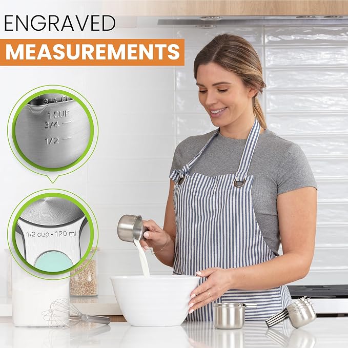 Spring Chef Magnetic Stainless Steel Measuring Cups Set of 7 Patented, Mint | - Image 2