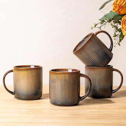 theterra Ceramic Coffee Mugs Set of 4, 14.2 oz Coffee Cups by TheTerra