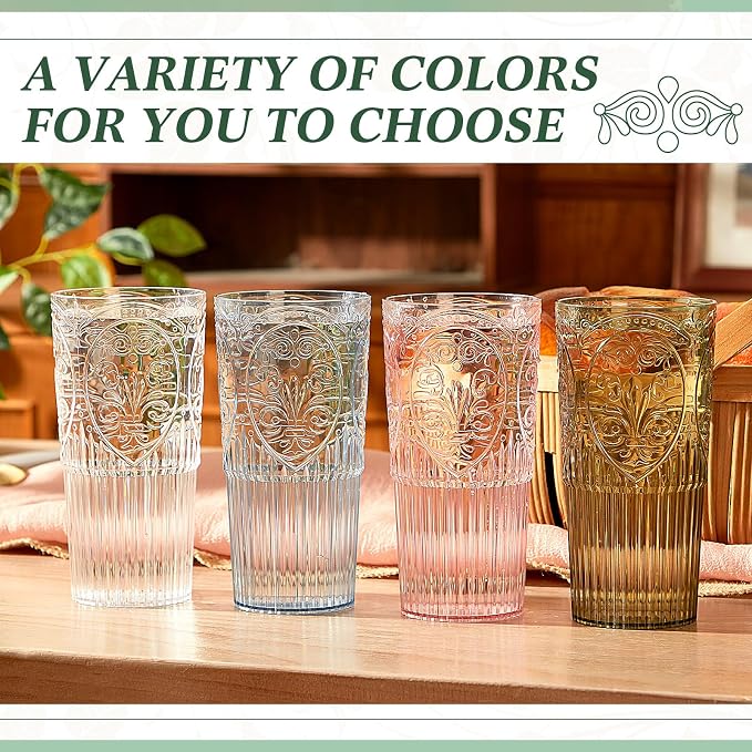 Wiwiqing 20oz Vintage Plastic Ribbed Tumblers Set of 12, Baby Shower, Birthday - Image 6