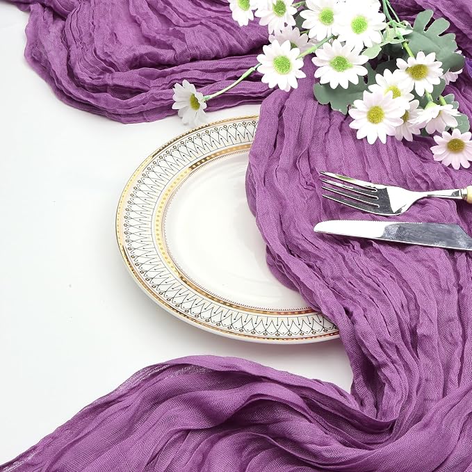 6 Pack Purple Cheesecloth Table Runner 35 x 120 Inch | Boho Gauze Cheese Cloth - Image 7