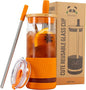 Pandaloo® Glass Cups With Lids and Straws -20 Fl Oz- Perfect Size Iced Coffee by Pandaloo