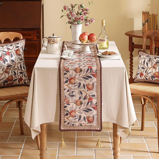 Patdrea Designer French Vintage Linen Table Runner, Floral Pattern, - Image 9