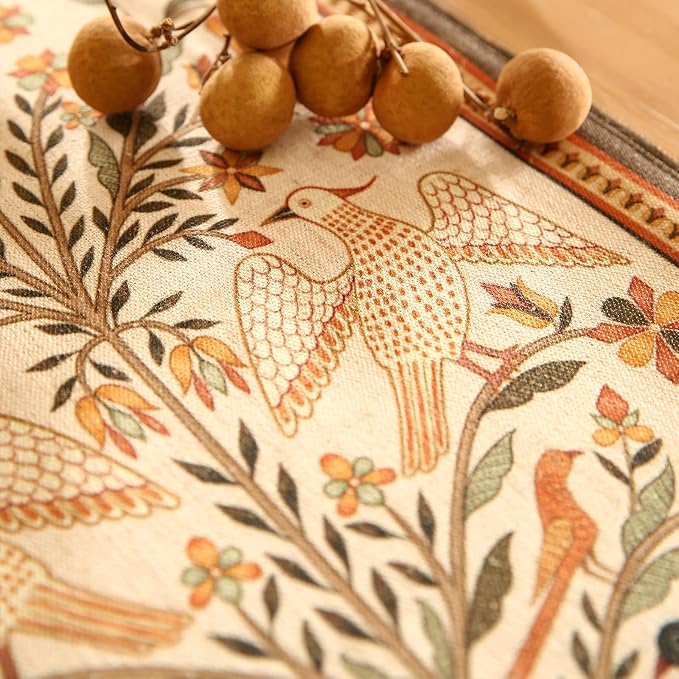 bilin gaier Designer French Linen Long Table Runner, Floral Pattern, Dining - Image 4