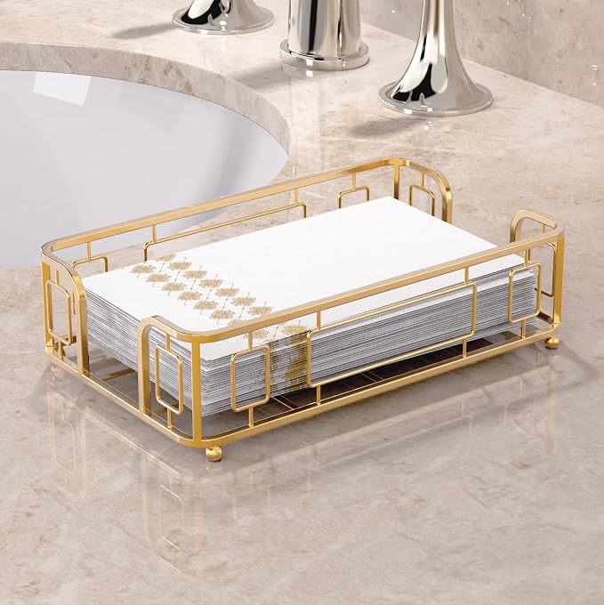 Guest Hand Towel Holder Tray for Bathroom Countertop, Powder Room & Vanity Use - Image 2