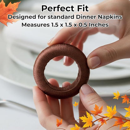ALPHA Living HOME Harvest Yarn Wrap Napkin Rings – Set of 24, Modern Table Décor for Every Occasion