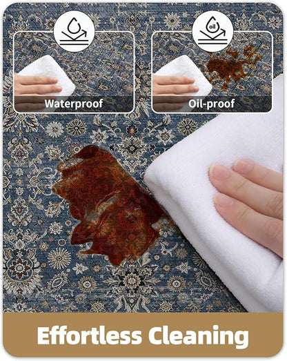 Color&Geometry Anti Fatigue Kitchen Mats for Floor 24x59, Vintage Decor, Easy Clean, Waterproof & Oil Proof, 0.4" Thick Cushioned, Non-Slip Kitchen Runner Rug for Sink, Laundry, Office, Blue