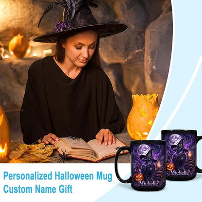 Hyturtle Personalized Halloween Raven Mug, Custom Name Gift - Image 3