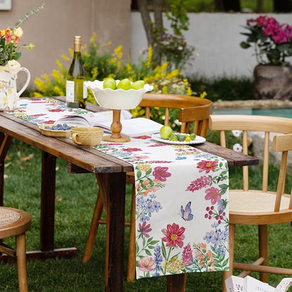 Summer Wildflower Table Runner Butterfly Burlap Table Runners, Watercolor - Image 7