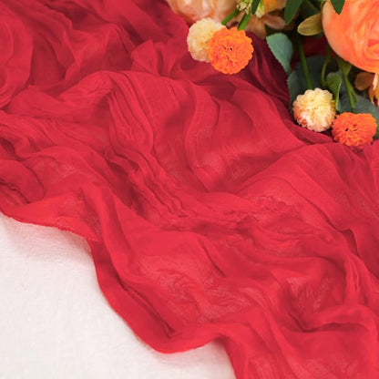 Snowkingdom 6 PCS Red Cheesecloth Table Runner 10 Ft, 120 inch Long Cheese - Image 3