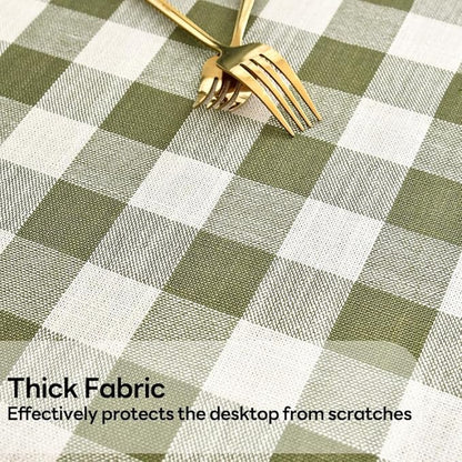 Gingham Table Cloth for Rectangle Tables Green Checkered Plaid Tablecloth Heavy Duty Cotton Blend Washable & Wrinkle Table Cover for Outdoor Kitchen Dining Picnic Camping (60x102 Inch)