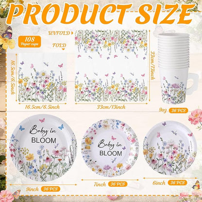 Pickmesh 252 Pcs Baby in Bloom Tea Party Supplies - Image 4