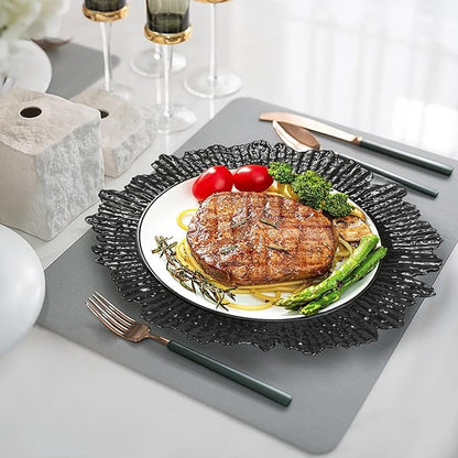 72 Pcs Charger Plates Set, Round Charger Plates, Reusable Serving Plates Embossed Rim Plastic Chargers Plate Decorative Round Plate Chargers for Dinner Plate Table Wedding Shower Decoration