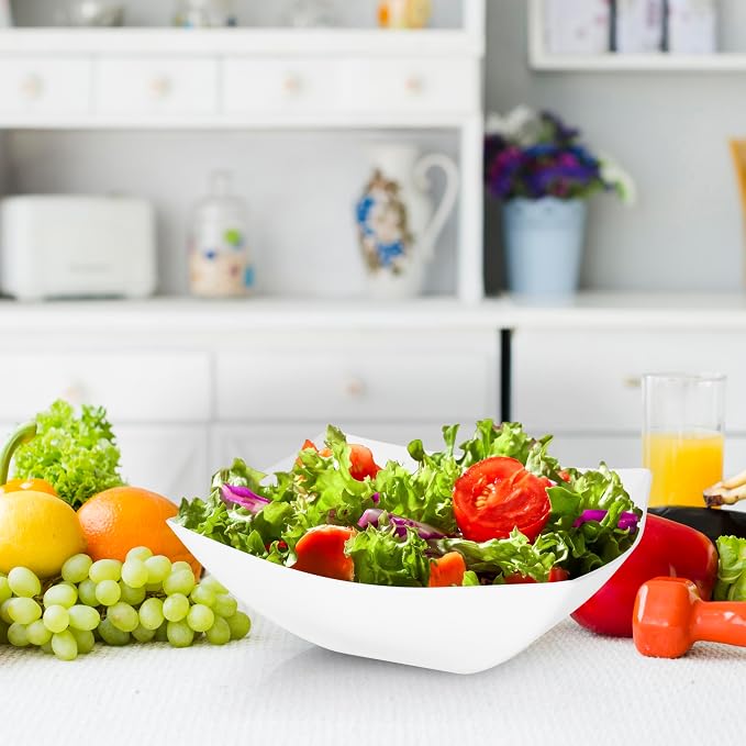 R-kay 6 Pack Square Plastic White Serving Bowls - Image 2