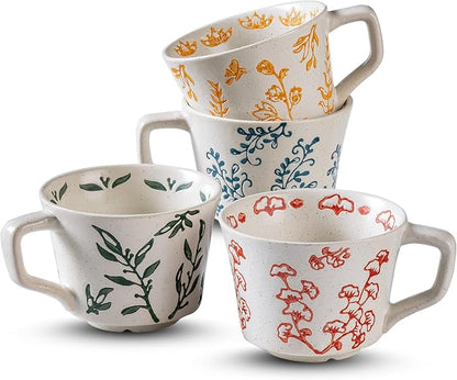 Ceramic Mugs 11 oz Unique Luxurious Cups Set of 4, Mug by Noevany