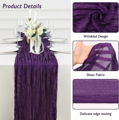 1 Pack Purple Cheesecloth Table Runner 120 Inch Boho Wedding Decor | - Image 3