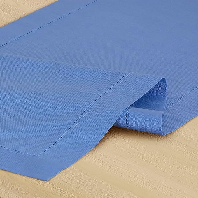 Solino Home Cotton Linen Table Runner Blue, Hemstitch Collection 14 x 36 in | - Image 8