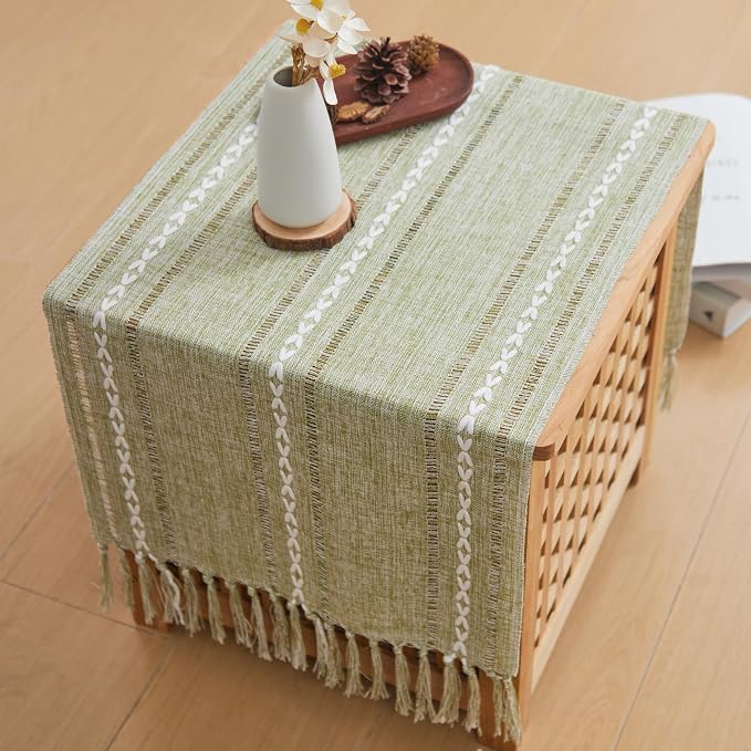Farmhouse Rustic Sage Green Table Runner - Image 4