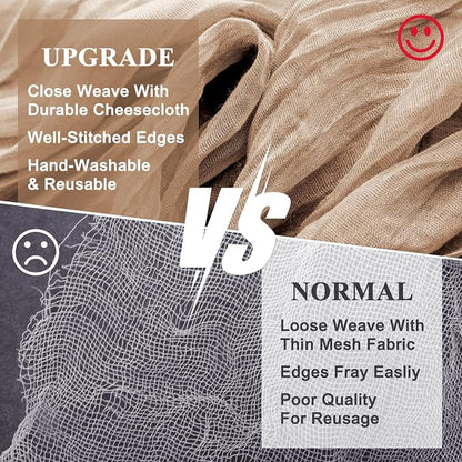 Cheesecloth Table Runner Nude Brown 10FT Boho Gauze, 4 Pack | 120 Inch Cheese - Image 4