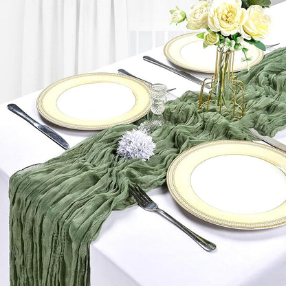 10 Pack 17 x 108 Inch Sage Green Table Runner Cheesecloth | Gauze Cheese Cloth - Image 4