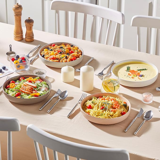 MALACASA 48 Oz Pasta Bowls Set of 4, Stoneware Dinner Bowls, Chip-Resistant - Image 7