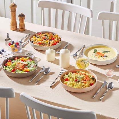 MALACASA 48 Oz Pasta Bowls Set of 4, Stoneware Dinner Bowls, Chip-Resistant - Image 7