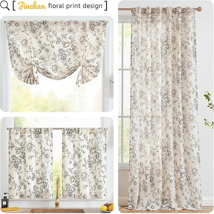 jinchan Black Floral Linen Blend Rectangle Table Cloth 52 x 70 Inch | Farmhouse - Image 9