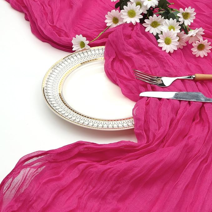 6 Pack Hot Pink Cheesecloth Table Runner 35 x 120 Inch - Image 7
