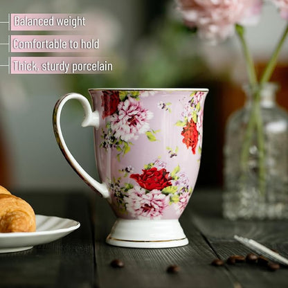 BTaT- Coffee Mugs, 12 oz, Floral Mugs, Porcelain Bone China, Coffee Cups - Image 5