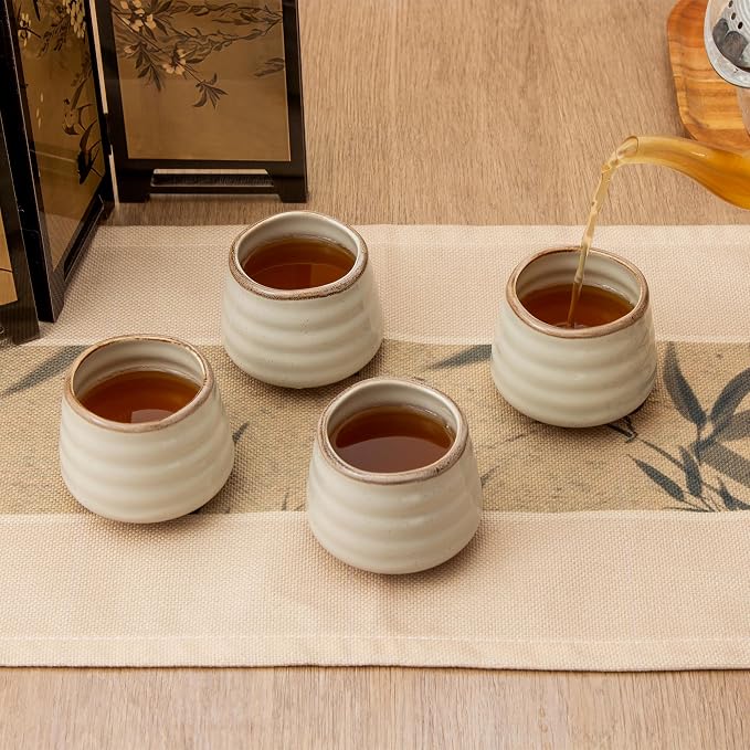 4pcs Japanese Tea Cup Set – Mini Size Cup 5OZ Ceramic Matcha Cup, Handless - Image 6