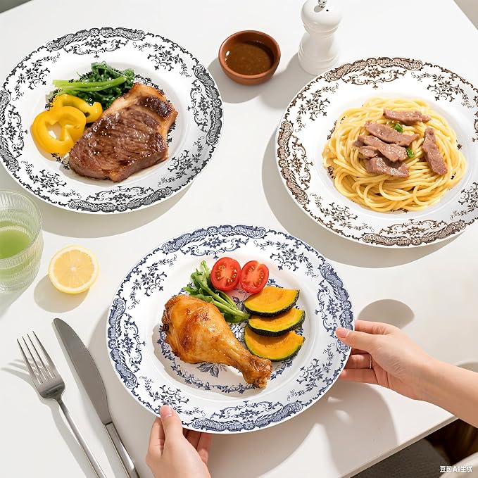 Dinner Plates, Ceramic Plates Set of 6, Kitchen Plates Microwave Safe, Kitchen - Image 7