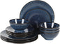 Gibson Elite Midnight Lune Plates and Bowls Sets, 12-Piece Stoneware Dinnerware by GibsonHomewares
