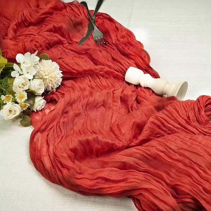12 Pcs Terracotta Cheesecloth Table Runner 13ft Boho Gauze Cheesecloth Table - Image 2