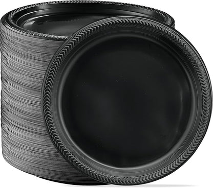 PLASTICPRO 400 PCS Black Plastic Plates Light Weight 10'' Inch Plastic Dinner by PLASTICPRO