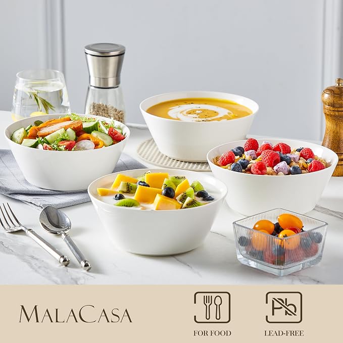 MALACASA 35 OZ Soup Bowls Set of 4, Kitchen Essential, Dishwasher Microwave Safe - Image 3