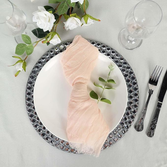 Efavormart 5 Pack 24"x19" Blush Rose Gold Matte Gauze Cheesecloth Napkins - Image 8