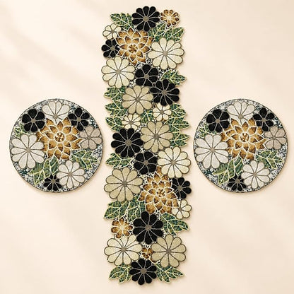 Beaded Table Runner Decore 36 inches Long Christmas Flower Design Beaded Table - Image 3