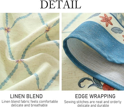 ISAENNE Designer Linen Floral Square Tablecloth,Light Green Farmhouse Durable Table Cloth,Fall Washable Decor Tablecloths for Dining Kitchen Thanksgiving Christmas,67"*67"-Floralsea B