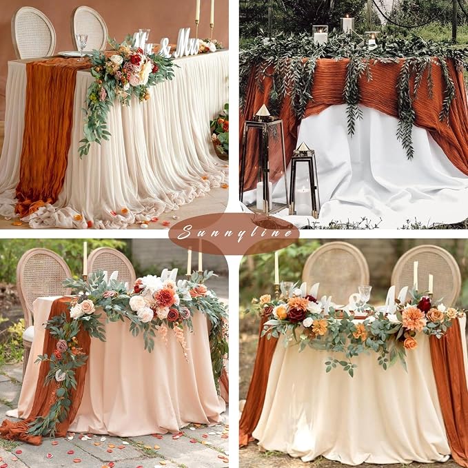 12 Pcs Cheesecloth Table Runner 10FT Terracotta Runner - Image 6