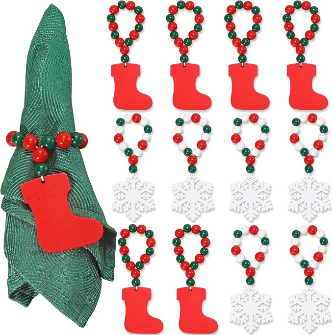 KPOSIYA Christmas Napkin Rings Set of 12, Snowflake Socks Napkin Rings by KPOSIYA