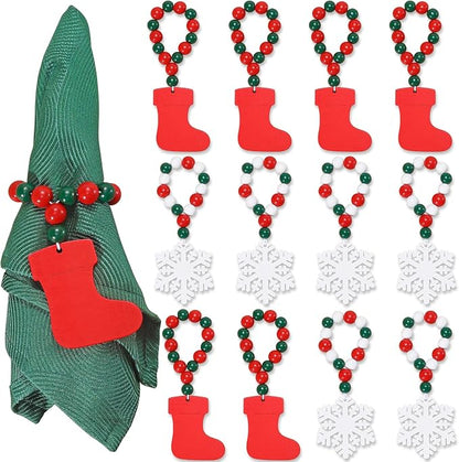 KPOSIYA Christmas Napkin Rings Set of 12, Snowflake Socks Napkin Rings by KPOSIYA