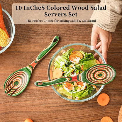 Gudamaye Pakkawood Wooden Salad Server Set, 10.5 inch Salad Tongs - Image 4