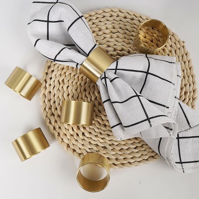 Solid Brass Napkin Rings Set of 6 Natural Brass Color Ring Retro Style Dining by Yhridcaz
