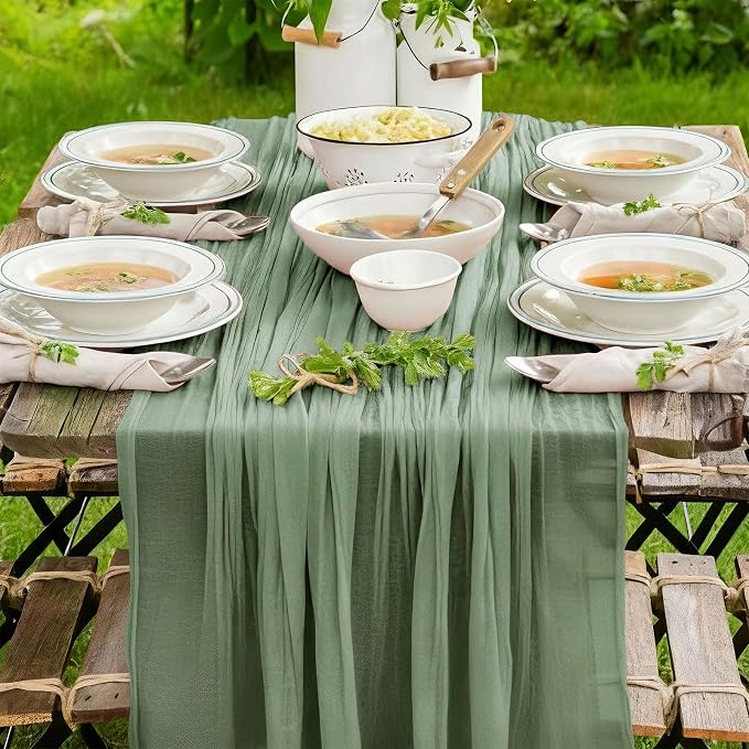 Cheesecloth Table Runner, 120 Inch 10 FT, Sage Green | 1 Pack, 35x120 Inches - Image 8